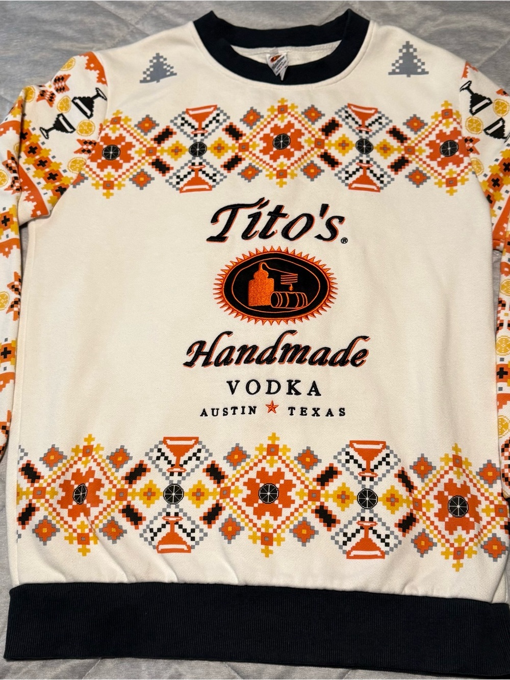 Tito's Handmade Vodka Cream & Orange Crewneck Sweater